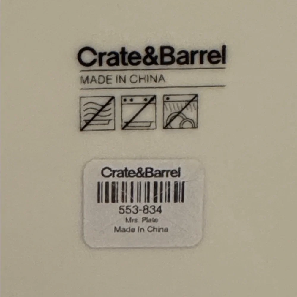 NWT Crate&Barrel Mr. Mrs. 8” Plate Set of 2 Wedding Cake Anniversary Bridal NEW